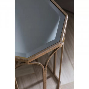 Masa laterala Antenore, metal/sticla, auriu/transparent, 60 x 36 x 36 cm