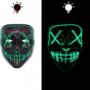 Masca pentru Halloween Shineyoo, LED, PVC, negru/verde, 18 x 20 cm - Img 3