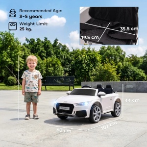 Masina electrica copii Re-Bloom Audi TT, 12V 30W, PP/metal, 102x60x44 cm, telecomanda, portiere, faruri LED, varsta 3-5 ani, 25 kg, alb - Verificat A · Re-Bloom - Img 2
