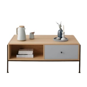 Masuta de cafea Ellen Otto, lemn/metal, natur/gri/negru, 105 x 55 x 42 cm