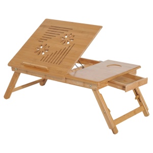 Masuta pentru laptop Re-Bloom, bambus, natur, 55 x 35 x 22-32,5 cm, Resigilat, Grad A - Img 1