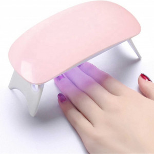 Mini lampa UV pentru unghii cu gel SharpCost, 6 W, USB, LED, roz, 13 x 6,8 x 5,8 cm