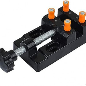 Mini-presa de fixare obiecte pentru proiecte DIY LILE, metal, negru/portocaliu/argintiu, 5 x 25 x 6 cm 