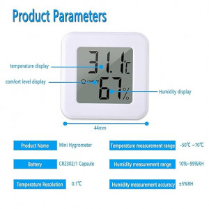 Mini termometru de interior RUIZHI, alb, ABS + LCD, 3 bucati
