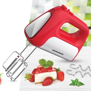 Mixer de mana Heinner HM-DC500RD, Putere 500W, Motor DC, 6 viteze + turbo, Rosu cu decoratiuni inox - Img 4