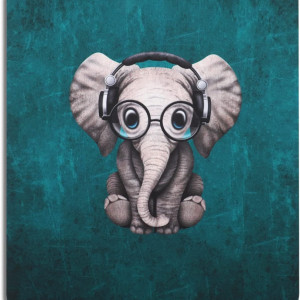 Mousepad AOKSUNOVA, model elefant, cauciuc, gri/turcoaz, 24 x 20 cm