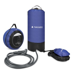 Navaris dus camping cu pompa de picior, PVC, 11L, Negru - Verificat A · Re-Bloom