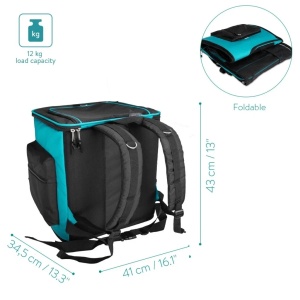 Navaris rucsac transport animale pliabil, poliester, 41x34.5x43 cm, 1.8 kg, pana la 12 kg, 2 intrari, ferestre ventilatie, perna interioara, gri/turcoaz - Verificat A · Re-Bloom - Img 2