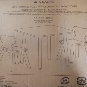 Navaris set masa + 2 scaune copii, MDF/lemn pin, masa 50x50x38cm + scaune 27x27x48cm, 15kg, capacitate 50kg, varsta 3+ ani - Verificat A · Re-Bloom - Img 6