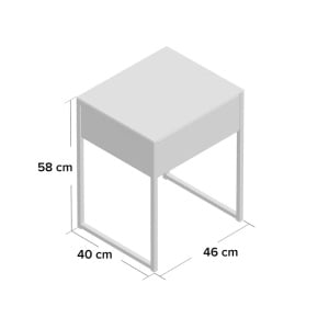 Noptiera Chehalis, metal/PAL, alb, 40 x 46 x 58 cm