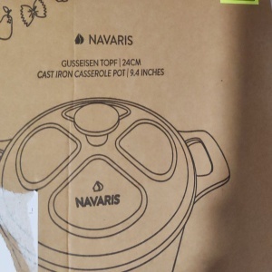 Oala fonta emailata Navaris, albastru, cu capac, pentru cuptor, plita, gaz, electric, cu inductie, cu infrarosu, 24 cm, 3.5 l, Resigilat, Grad A - Img 6