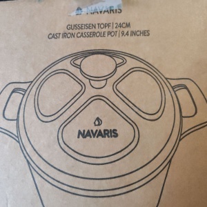 Oala fonta emailata Navaris, albastru, cu capac, pentru cuptor, plita, gaz, electric, cu inductie, cu infrarosu, 24 cm, 3.5 l, Resigilat, Grad A - Img 6