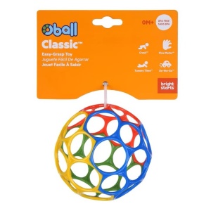 Oball Classic bila senzoriala 10 cm, 32 gauri prindere usoara, plastic moale fara BPA PVC latex, lavabila, 0 luni+, multicolor - Verificat A · Re-Bloom - Img 4