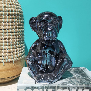 Obiect decorativ Casaido, model maimuta, negru, ceramica, 19,4 x 13,7 x 12 cm - Img 6