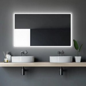 Oglinda de baie Cociani, LED, sticla/aluminiu, 70 x 120 cm - Img 3
