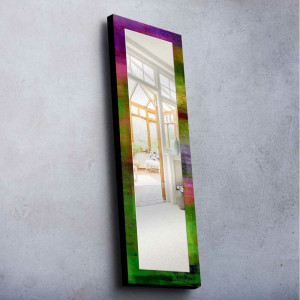 Oglinda de perete Arneson, lemn masiv, multicolor, 120 x 40 x 1 cm - Img 2