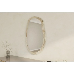 Oglinda perete 52x86x2.2 cm, rama MDF 100%, stil contemporan, efes si marmura/natur - Verificat A · Re-Bloom - Img 3