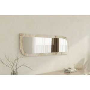 Oglinda perete asimetrica 40x120x2.2 cm, rama MDF 100%, stil contemporan, gri/efes si marmura - Verificat A · Re-Bloom - Img 2