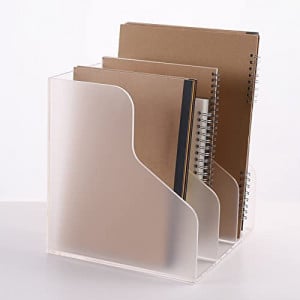 Organizator pentru documente cu 3 compartimente Sanrui, acrilic, mat, 24,5 x 24,5 x 22,5 x 9,5 cm - Img 5