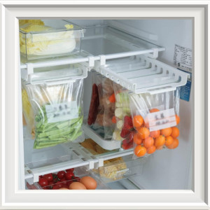 Organizator pentru frigider Mimzemamz, plastic, alb, 30 x 6,5 x 19,3 cm - Img 3