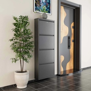 Pantofar de perete cu incuietoare 50x15x136 cm, metal 100%, antracit - Verificat A · Re-Bloom - Img 2
