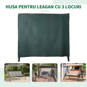 Panza de acoperire pentru leagan Re-Bloom, tesatura Oxford impermeabila, 180x124x164 cm, usa frontala 180x154 cm, verde - Verificat A · Re-Bloom - Img 4