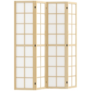 Paravan interior 4 panouri pliabil Re-Bloom, lemn pin/material netesut, 160x170x1.7 cm, pliat 40x170x6.8 cm, lemn natural/alb - Verificat A · Re-Bloom