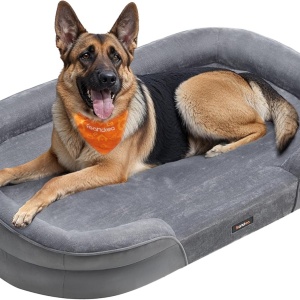 Pat pentru caini Feandrea, polipropilena/catifea/TPU, gri deschis, 122 x 85 x 18 cm, Resigilat, Grad A