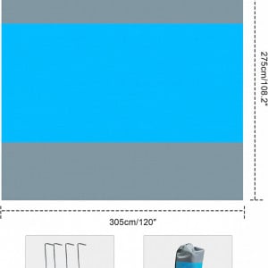 Patura de plaja/picnic NyShine, poliester, albastru/gri, 305 x 275 cm - Img 5