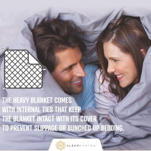 Patura grea antistress Sleep Mantra, poliester, 6,8 kg, gri, 122 x 183 cm - Img 4