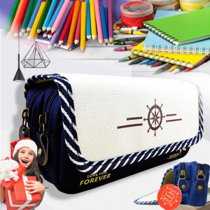 Penar Taeku, poliester/PVC, albastru inchis/alb, 21 x 10,5 x 7,5 cm - Img 4