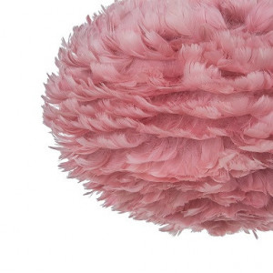 Pendul cu abajur din pene FOG, roz, cablu alb, 35 x 20 cm
