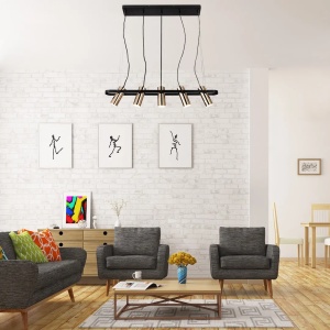 Pendul LED Rabalux Raven, 25W, 3000K, auriu-negru