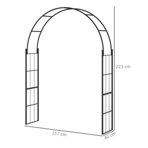 Pergola de gradina arcada 2.23m, metal, 157x40x223 cm, spatiu interior 153x222 cm, bolta de nunta/spalier, negru - Verificat A · Re-Bloom - Img 3