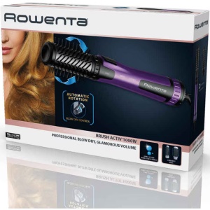 Perie rotativa cu aer cald Rowenta Brush Activ' CF9525F0, 1000W, 2 perii rotative, 2 trepte de temperatura si viteza, functie jet de aer rece, generator de ioni, invelis ceramic, rotire alternativa, lungime cablu 1.8m, negru & violet, Resigilat, Grad A