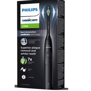 Periuta de dinti electrica Philips Sonicare HX7101/01, 62.000 miscari/minut, autonomie 21 zile, 1 mod periere, 2 intensitati, senzor presiune integrat, functia BrushSync, inclus capat de periere Otimal White, negru, Resigilat, Grad A - Img 3
