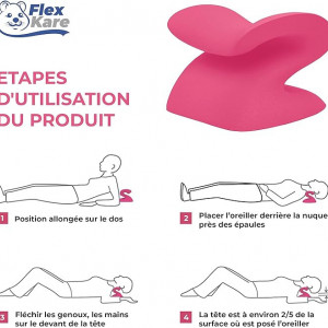Perna cervicala Flex Kare, roz,ergonomica si ortopedica, poliuretan