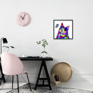 Pictura cu diamante pisica 5D Pttozan, plastic ,multicolor, 35x35cm - Img 5