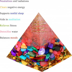 Piramida Orgone cu 11 cristale vindecatoare YORFULL, cristal, multicolor, 6 x 6 cm - Img 6