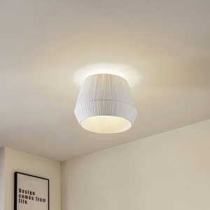 Plafoniera Lindby Vitore, alba, 50 cm diametru, textil, soclu E27 - Img 10