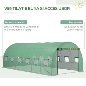 Prelata pentru sera Re-Bloom, PE, 6x3x2 m, 12 ferestre, usa rulanta 2x1.6 m, margini incluse, verde - Verificat A · Re-Bloom - Img 4