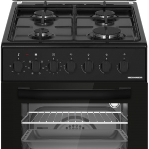 Produs Resigilat ARAGAZ MIXT HEINNER HFSC-S60LITGC-BK, 50X60CM, 4 ARZATOARE, SUPORT EMAIL, CAPAC METALIC, APRINDERE ELECTRICA PLITA, DISPOZITIV DE SIGURANTA PLITA, CUPTOR ELECTRIC, CLASA A, 6 FUNCTII, TIMER, GRILL, VENTILATIE, LUMINA CUPTOR