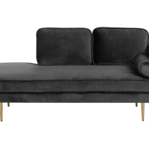 Produs Resigilat Canapea dreapta Re-Bloom Miramas, catifea/metal, 171x79x63 cm, spuma 50 kg/m3, 350 kg, perne incluse, negru - Verificat A