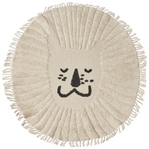Produs Resigilat Covor rotund camera copiilor Re-Bloom Badhani, bumbac, diametru 140 cm, grosime 1 cm, bej/negru - Verificat A
