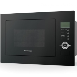 Produs Resigilat Cuptor cu microunde incorporabil Heinner HMW-25BIGBK, Capacitate 25L, Control touch, Display LCD, Putere cuptor 900W, Putere grill 1000W, 5 trepte de putere, 8 programe de gatire automate, Timer, Timp maxim de gatire 60 min, Functie decon