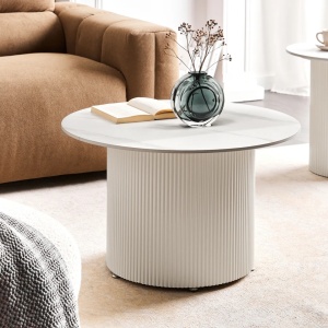 Produs Resigilat Masuta de cafea Re-Bloom Leona, piatra sinterizata/otel, 70x70x43 cm, 30 kg, alb - Verificat A - Img 2
