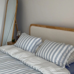 Produs Resigilat Pat matrimonial Re-Bloom Perouges, 160x200 cm, MDF/lemn cauciuc/textil, somiera 32 lamele arc, tablie 170x104 cm, 150 kg, natur - Verificat A - Img 6