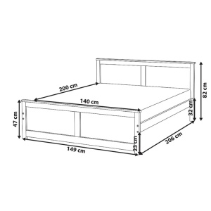 Produs Resigilat Pat Re-Bloom Dauphin, 140x200 cm, lemn de pin/MDF, somiera 2x16 lamele, tablie 82x149 cm, 240 kg, natur - Verificat A - Img 4