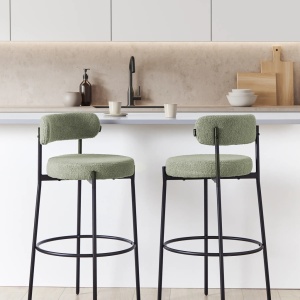Produs Resigilat Set 2 scaune de bar Re-Bloom Allison, textil/metal, 50x50x97 cm, suport picioare, 120 kg, verde/negru - Verificat A - Img 2