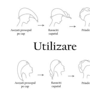 Prosop turban pentru par, bumbac 100%, bleumarin - Img 2